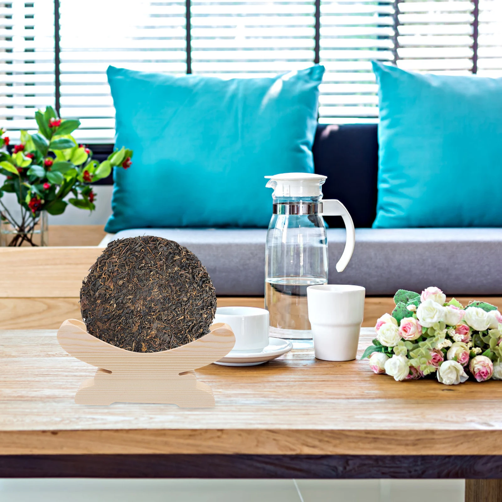 

Solid Wood Tea Cake Stand Desktop Dish Holder Wooden Rack Decorative Plate Display Bracket