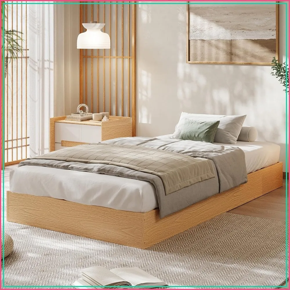 Wood Platform Bed Frame Twin Size, No Box Spring Needed, Easy Assembly