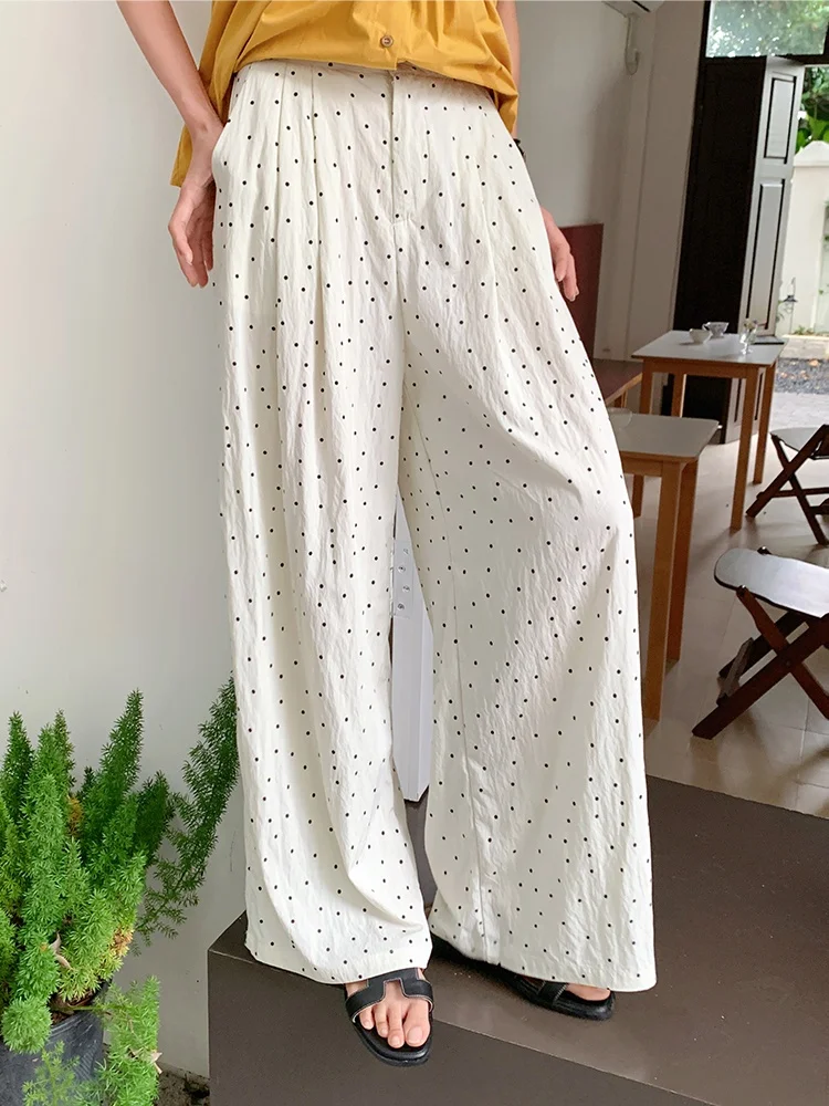 

High Waist Straight Leg Casual Pants Women's Commuter Sle Wide Leg Long Pants Korean Version ket Detail Zipper Closure