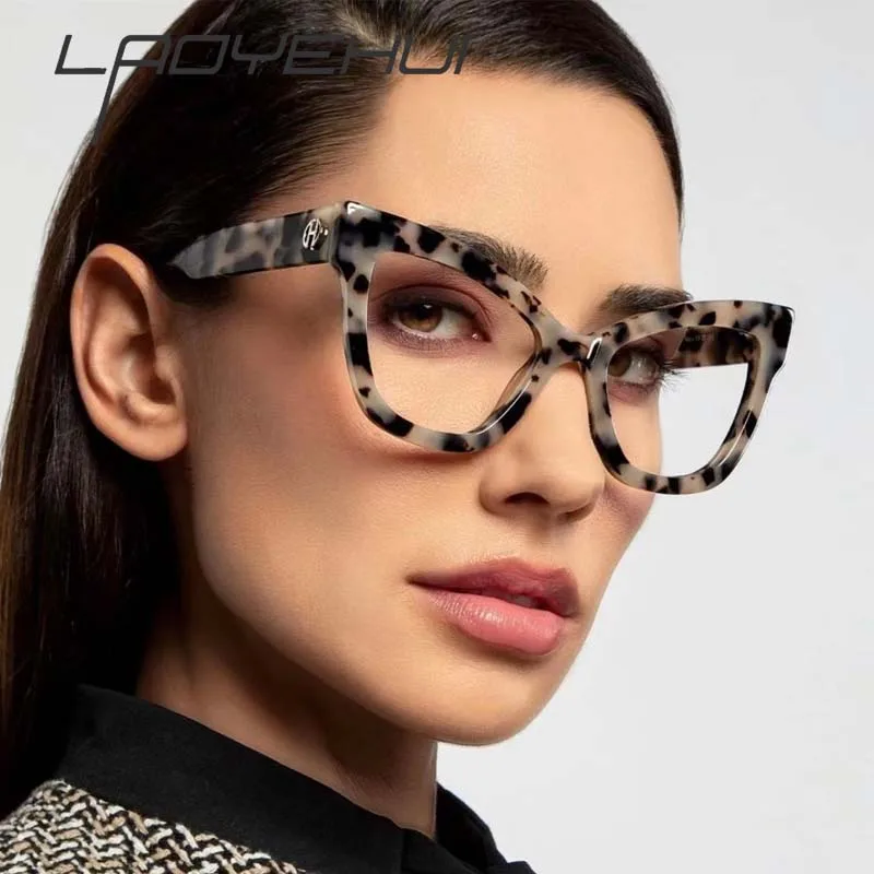 Kocie oko okulary dla osób z krótkowzrocznością z obiektywem kobiet duża ramka okulary na receptę blokujące niebieskie światło asferycznych okulary do czytania 0 do-600