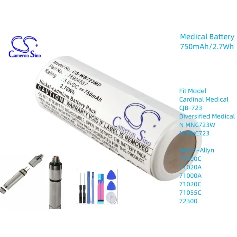 

Cameron Sino 750mAh Battery For Welch-Allyn:97150,71020-A,71000,71000C,71020A,71000A,71020C,71055C,72300,78904587,901122,B10344
