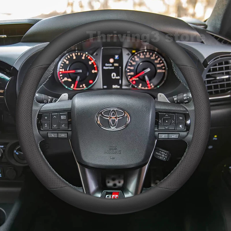 

Leather Car Steering Wheel Cover For Toyota Hilux GR Sport II 2012-2026 Auto Steering Wheel Toyota Tacoma 2025 Accessories