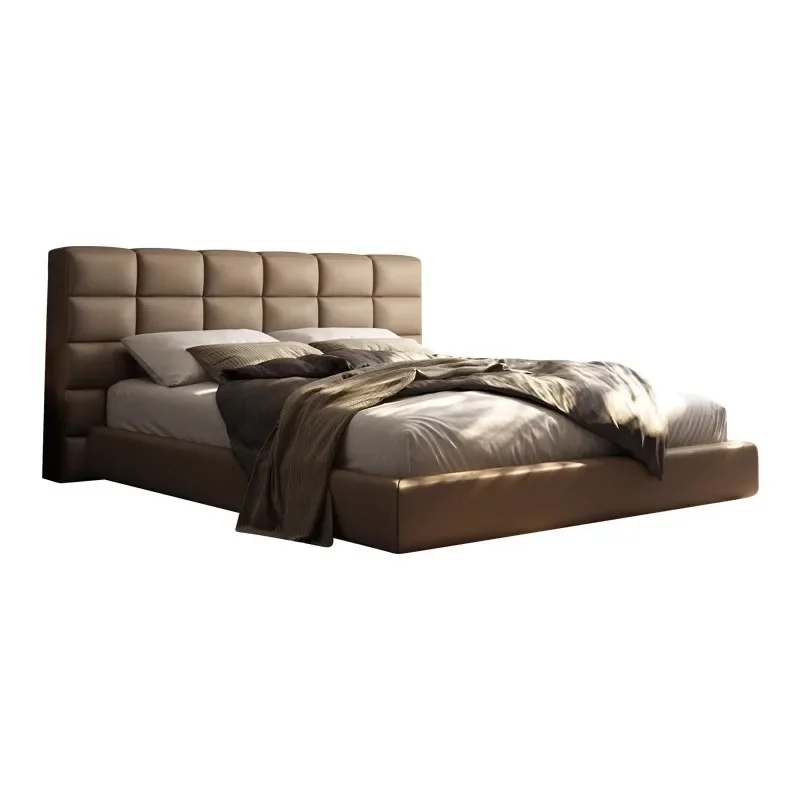 Italian minimalist Lawrence leather modern minimalist double master bedroom light luxury high-end