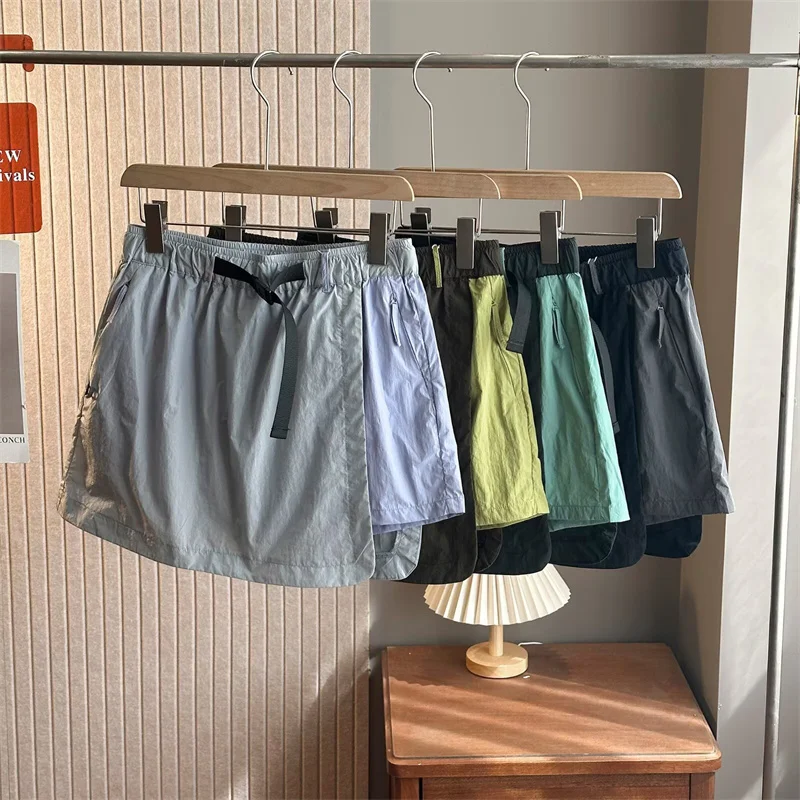 2025 Summer Outdoor Sports Pantsskirt Women's Culottes High Waist Casual Slim Patchwork Colour Short Skirts Lady Divided Skirts