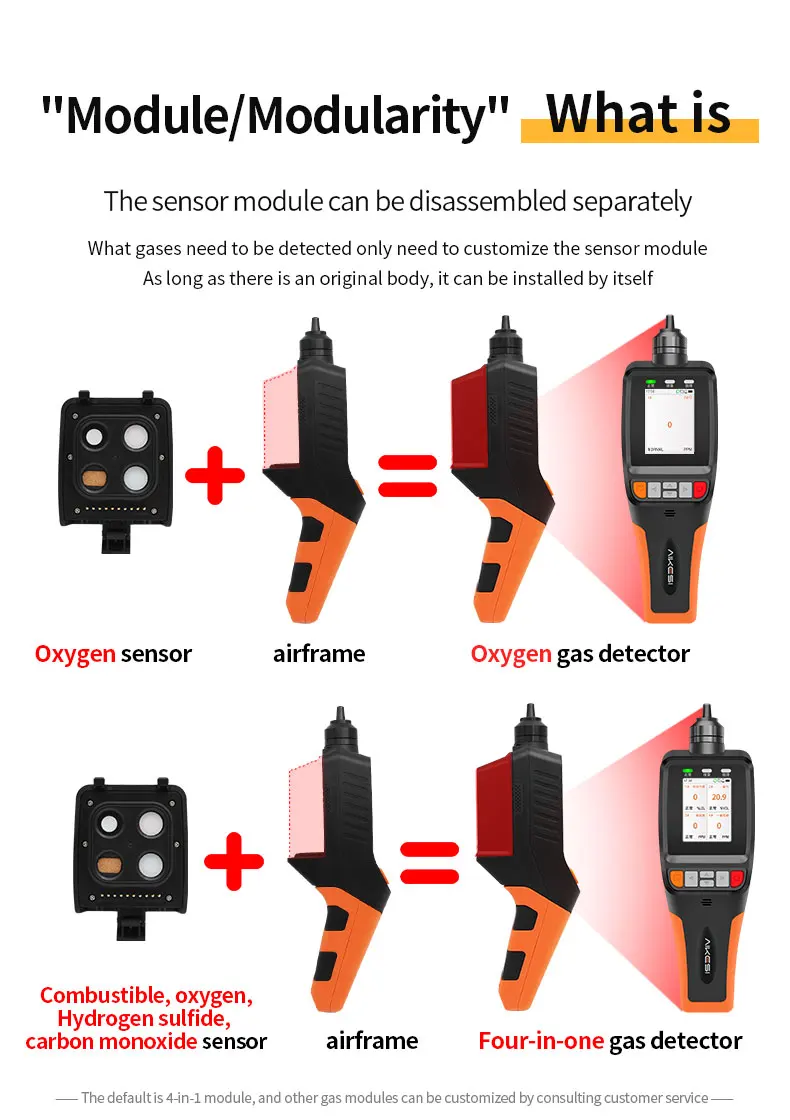 Aikesi  pump gas detector 4 gas analyzer Monitor H2S,O2,CO,Explosive multi combustible carbon monoxide alarm BX-168