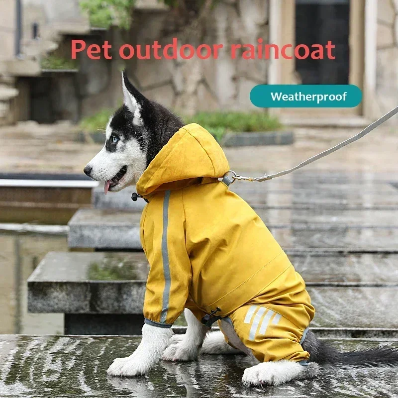 

Dog Raincoat Pet Waterproof Reflective Rain Outdoor Night Jacket Coat Clothes Small Medium Dog Cats Hoodies Jumpsuit Raincoats