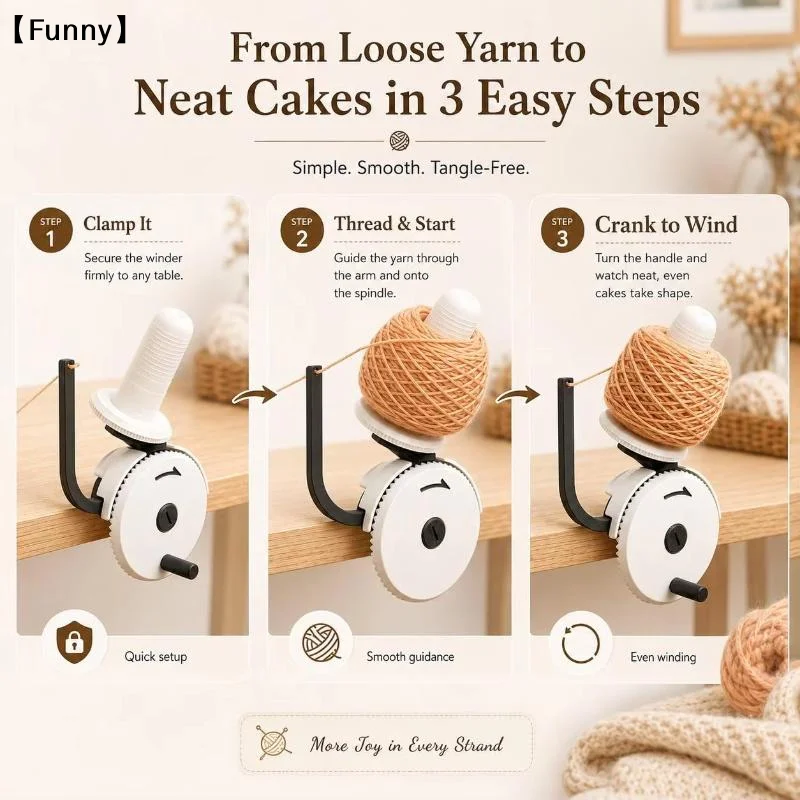 Manual Yarn Winder Hand Crank Yarn Ball Winder With Built-In Yarn Guide Compact Yarn Winding Tool For Knitting Crochet Wool