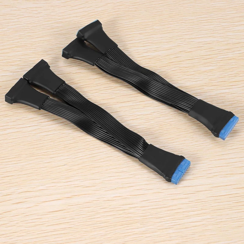 2Pcs Motherboard USB 3.0 19PIN Header 1 To 2 Extension Splitter Cable,12Cm 19Pin Internal Extension Header Adapter Cable