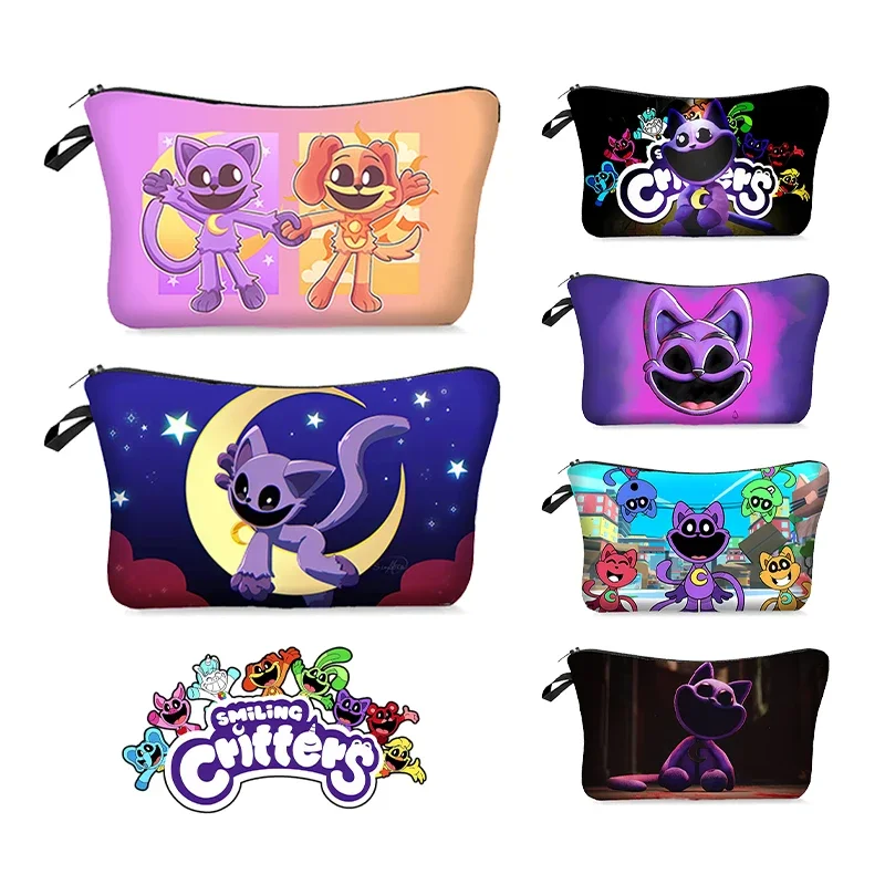 Smiling Crittersed Catnap Women Kid Cosmetic Bag Anime Cartoon Printed for Girl Child Female Coin Makeup Storage Purse Cute Gift