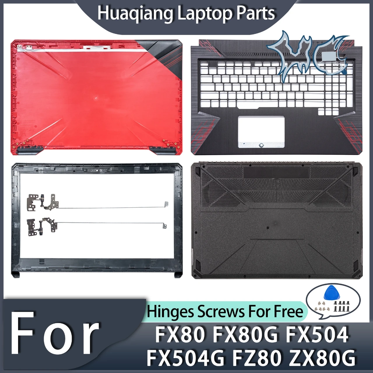 

Крышка для FX80 80G 80GD FX504 504G FZ80 ZX80G Задняя крышка ЖК-дисплея Задняя верхняя передняя панель Петли Нижняя часть Замена