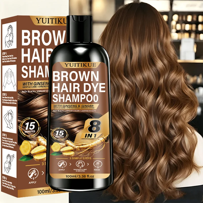 Gentle Brown Hair Dye Shampoo Natural Extract Fast Grey Cover Long Lasting Unisex DIY Home Hair Coloring