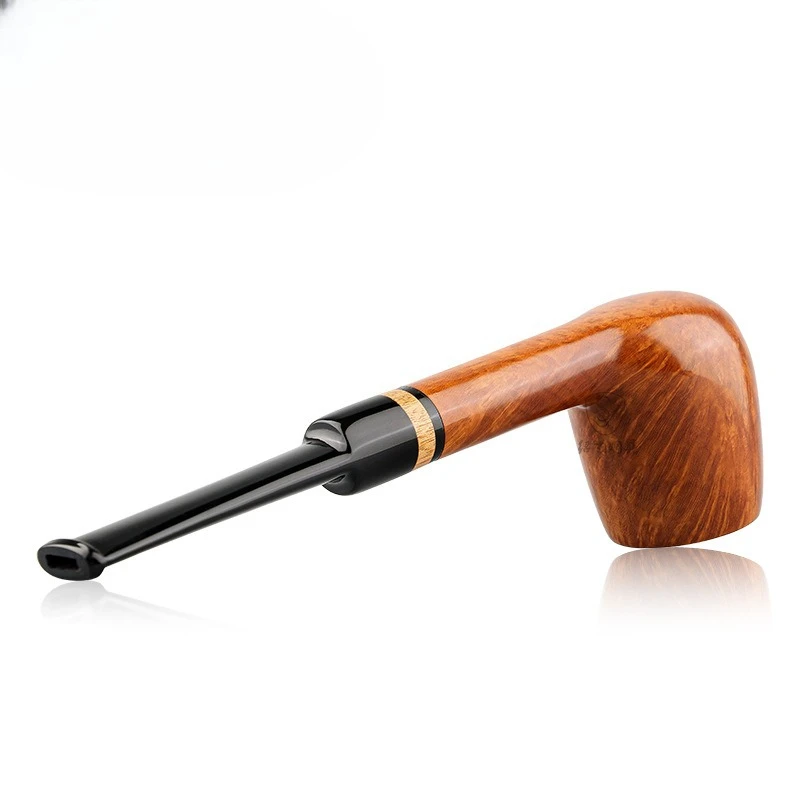 Cigarette Set Classic Brandy Flat Rod Straight Billiards 3mm Flue with Rim Italian Nanmu Pipe