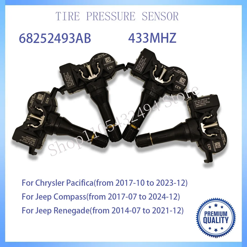 

TPMS TIRE AIR PRESSURE SENSOR 68252493AB 433MHz FOR 2014-2021 JEEP RENEGADE TPMS TIRE PRESSURE SENSOR 68252493AA 68105280AF