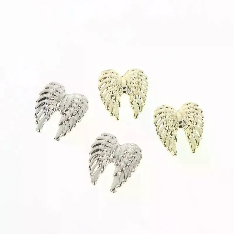 2 Pack Angel Wings Metal Nail Art Charms Gold Silver Wings Nail Decoration For Manicure DIY 3d Rhinestones Sparkly Nail Parts