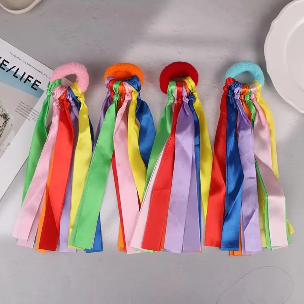 Elastic Rope Children's Wrist Ribbon Big Match Pom Team Sports Design Cheerleader Hand Flowers Dance Props Multicolored