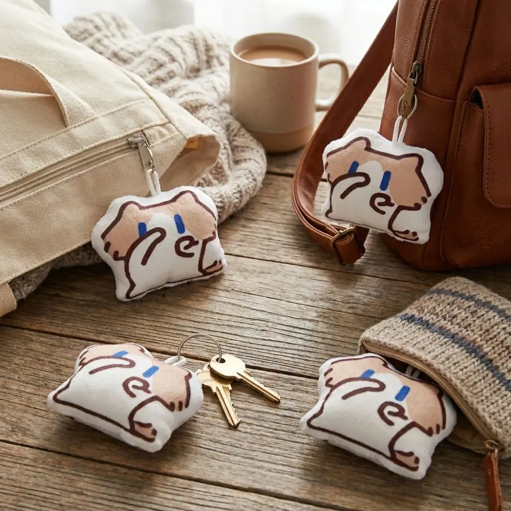 Press Sound Cat Sound Keychain Cartoon Soft Filling Mini Cat Key Ring Lint Resistant Animal Stuffed Cat Pendant Holiday Gift