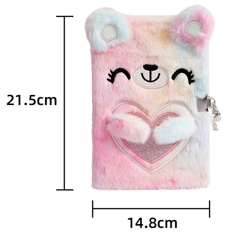 Kawaii Plush Note Book Cute Bear Notebook With Lock Diary A5 Agenda Planner Organizer School Sketchbook