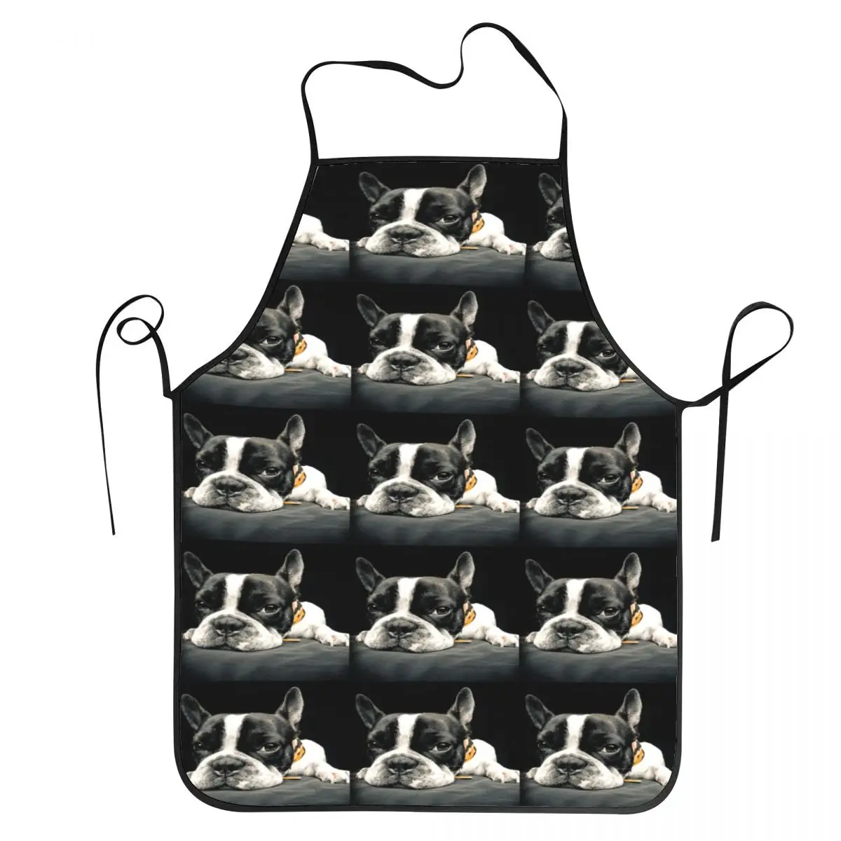 Black Boston Terrier Apron Chef Cuisine Tablier Waterproof Bib Kitchen Cleaning Pinafore for Women Men Gardening