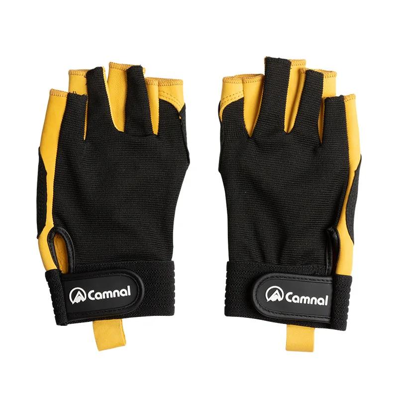 Climbing Non-Slip Leather Gloves,Quick Descent Thermal Insulation Half Finger Tactics,Wear-Resistant Cycling Gloves,P775