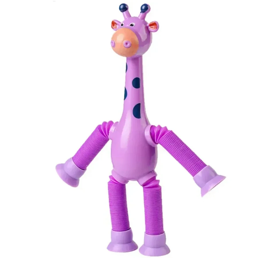 Children Suction Cup Giraffe Toys Pop Tubes Stress Relief Telescopic Giraffe Toy Sensory Bellows Toys Anti-stress Squeeze Toy