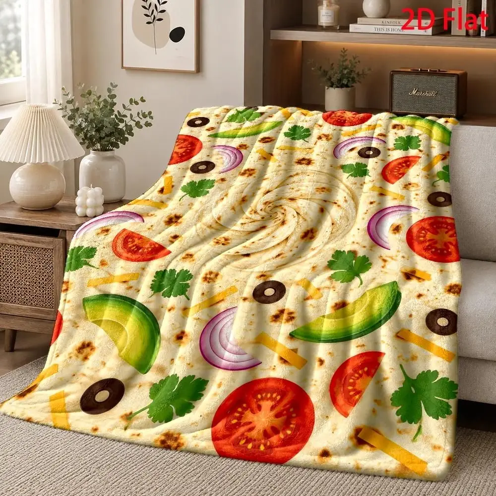 Soft Throw Blanket with Mexican Tortilla Food Print for Couch Kitchen Sofa