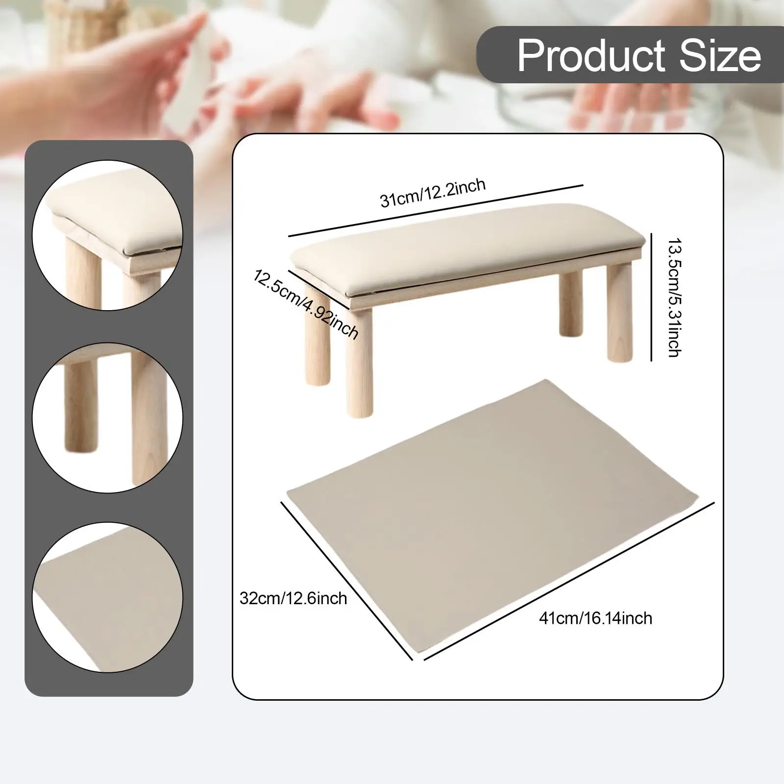 Nagelarmsteun Kussen Nail Art Armsteun Houten Salon Gereedschap Professionele Stijlvolle Zachte Nail Art Apparatuur Manicure Handsteun