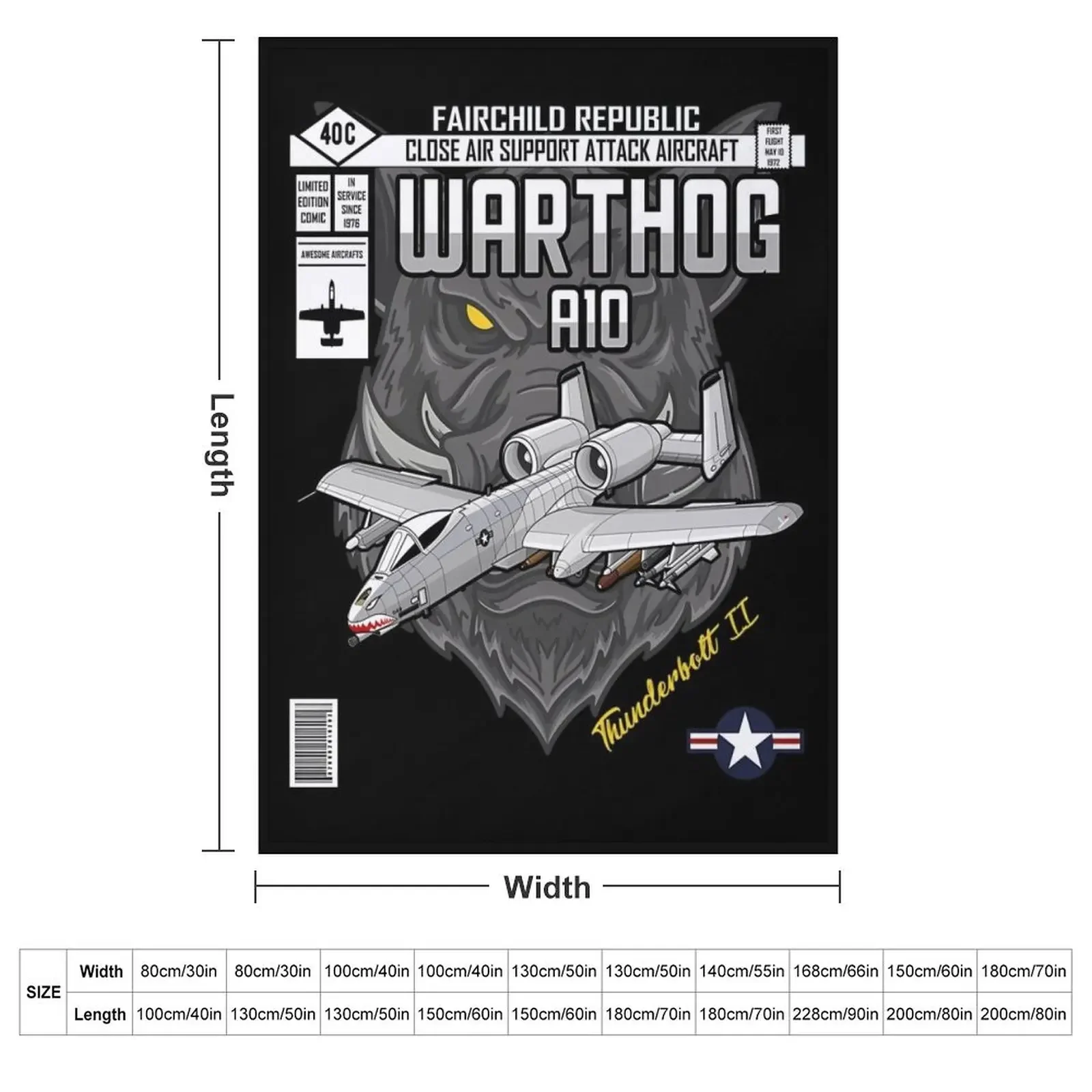 A-10 Warthog Limited Edition Comic Throw Blanket Decorative Throw blankets and throws Furrys Blankets