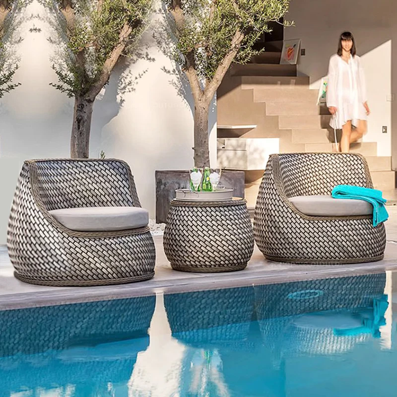 

Садовый диван для проживания в семье, скандинавский садовый диван для гостиной под открытым небом, терраса, садовый диван, двор, мебель из ротанга, Sofá Do Jardim MHHYSF