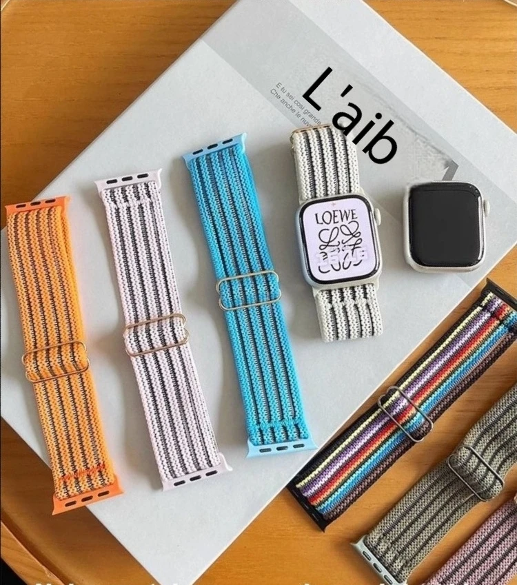 Nylon Loop Straps for Apple watch 10 band 40mm 45mm 44mm 49mm 41mm 42mm Magnetic bracelet iWatch series 9 8 7 6 ultra 2 se