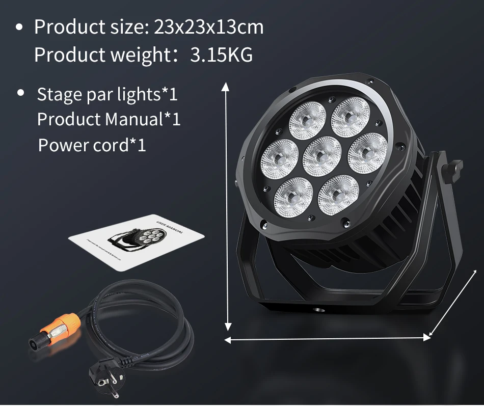 AICPOSE Waterproof LED 7x18W 6 in 1 Par Light DMX Effect Professional Stage DJ Christmas Public Color Light Outdoor Waterpro