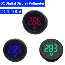 DC4-100V Digital Voltmeter LED Digital Display Circular Voltmeter Car Voltage Current Meter Volt Detector Tester Monitor Panel