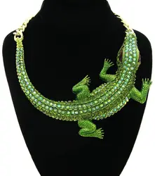 Halloween Ornaments Retro Crocodile Shape Studded Men's And Women's Clavicle Necklace Trend Accessories