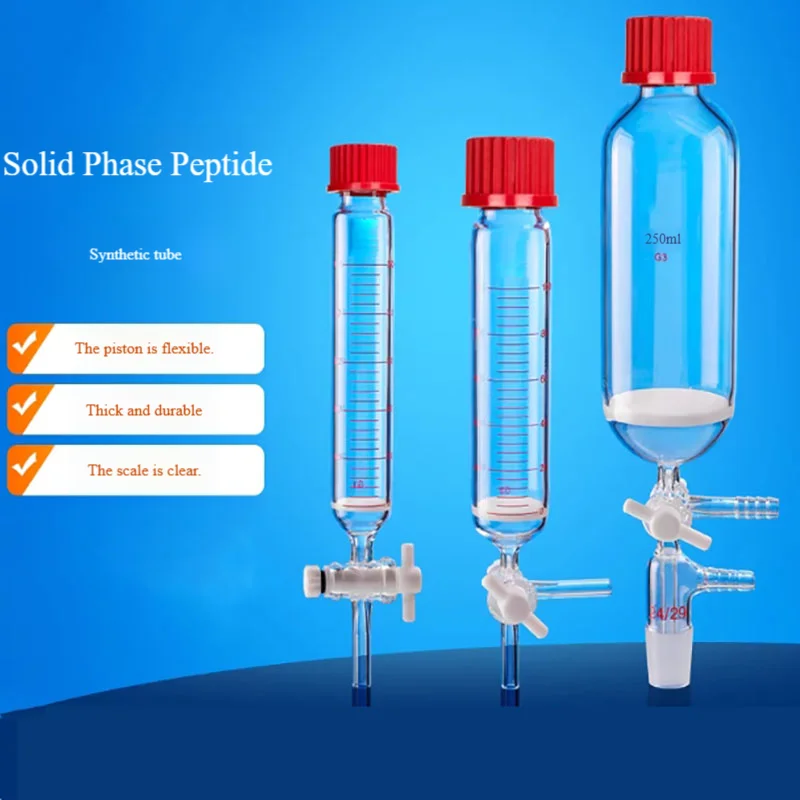 

Polypeptide solid-phase synthesis tube with PTFE piston tee joint with G3 sand core straight T-shaped piston 100/250/500/1000ml