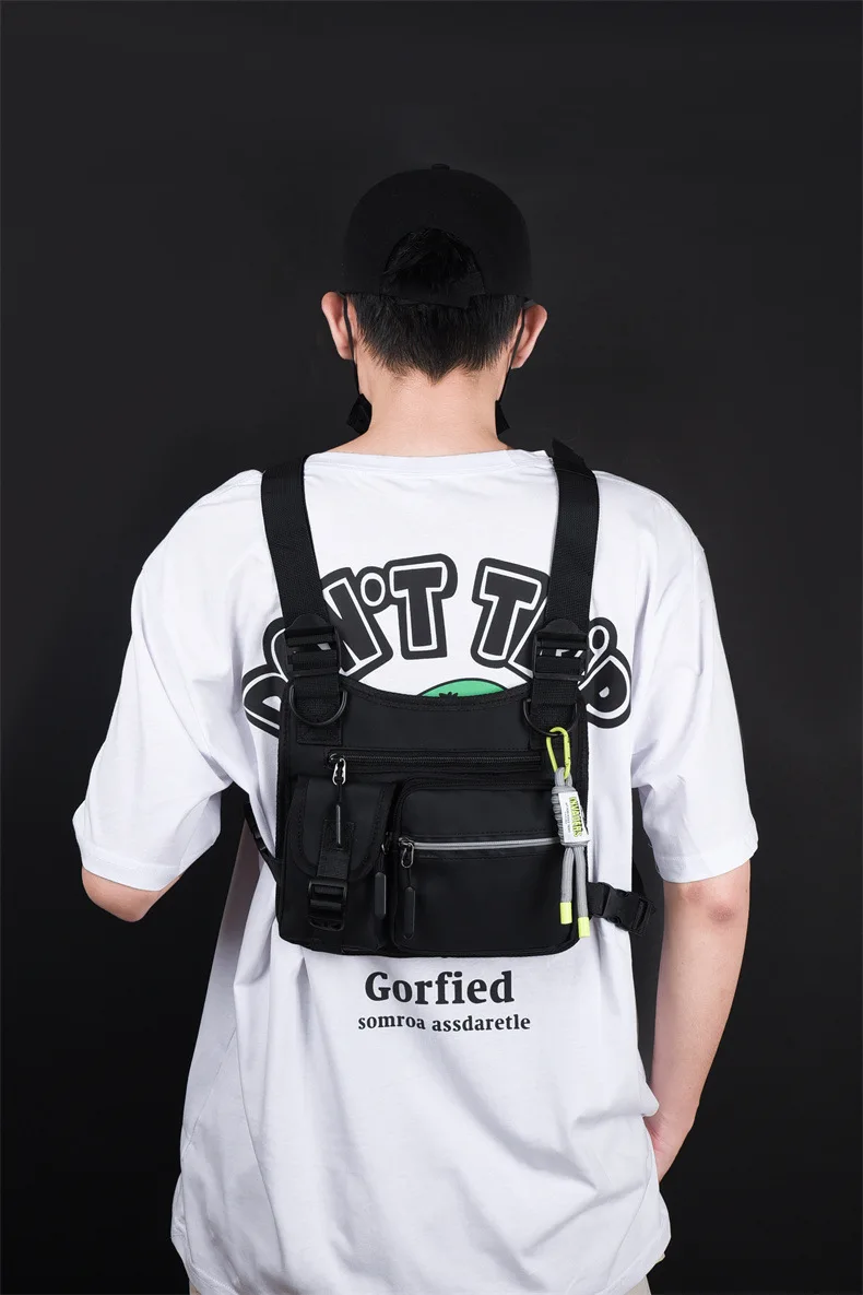 Trendy Workwear Functional Vest Chest Bag Personalized Trendy Brand Reflective Vest Bag Street Outdoor Men\'s Vest Bag