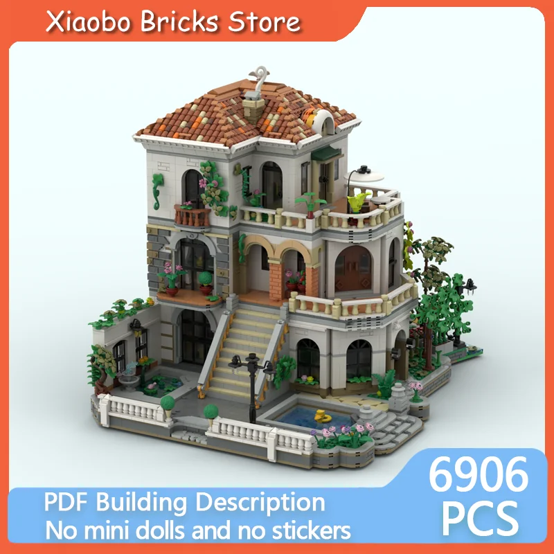 

Street View Model MOC Building Bricks Mediterranean Style Estate Modular Technology Gifts Holiday Assemble Children Toys Suit