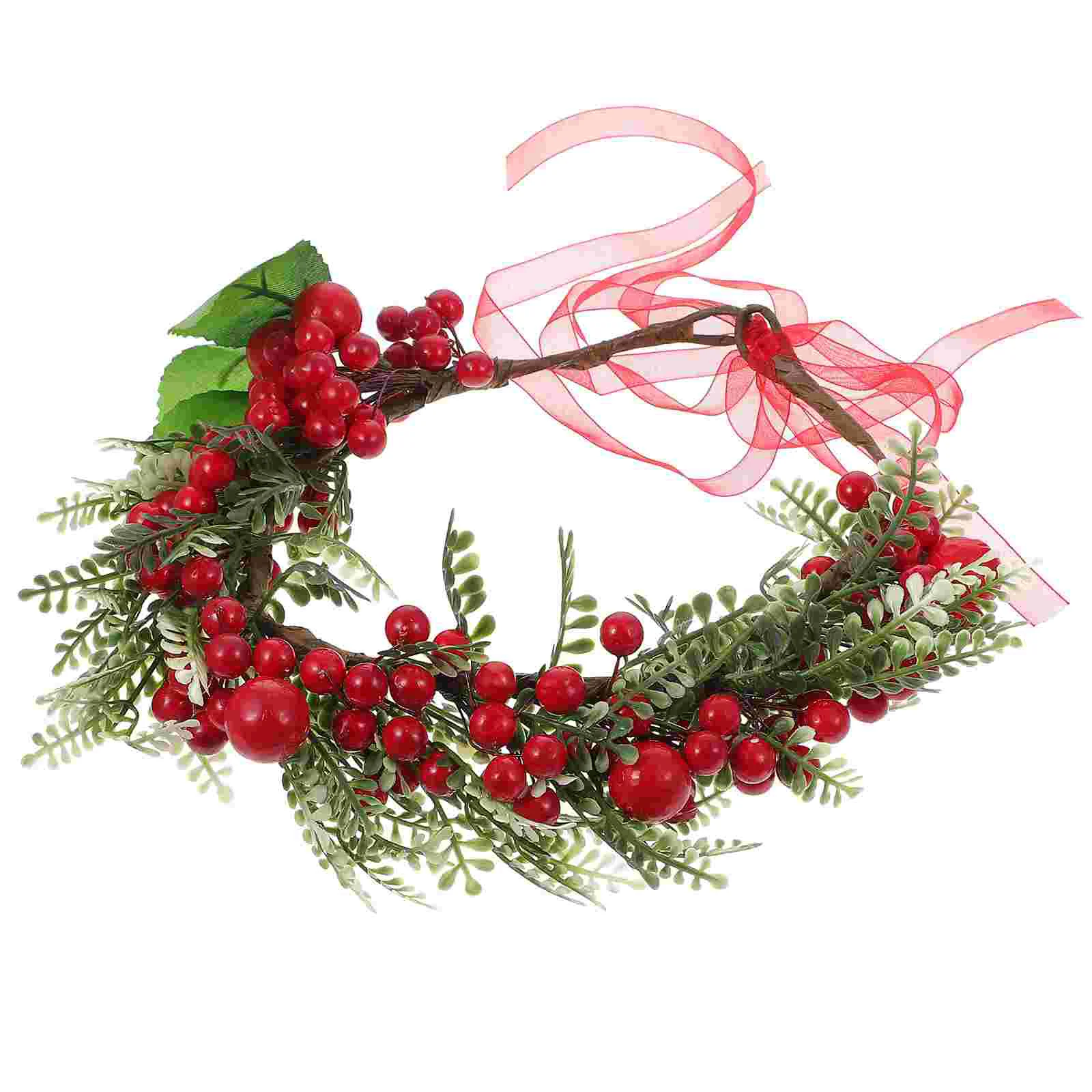 

Red Berries Ribbon Headpiece Berry Wreath Christmas Garland Hair Accessory Flower Headband Simulation Headdress