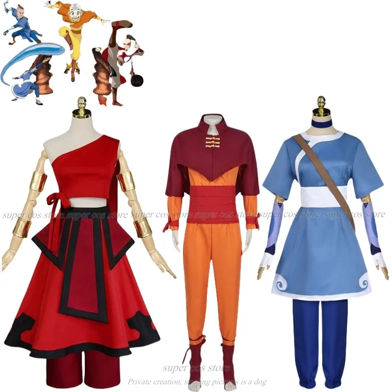 Anime Avatar The Last Airbender Cosplay Katara Fire Nation Cosplay Costume Red Uniform Adult Women Halloween Carnival Clothes