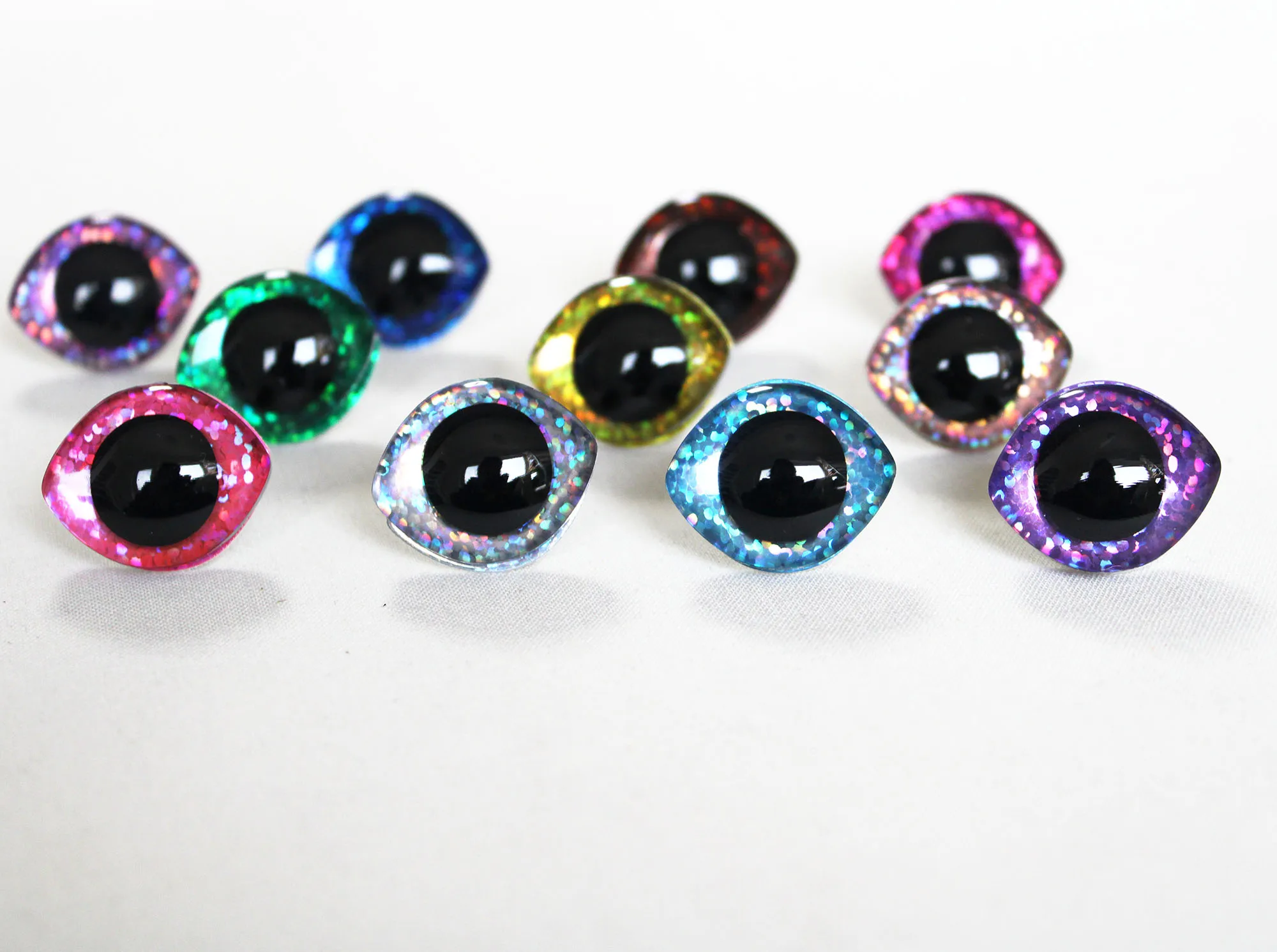 10pcs new design  28x23mm 20x23mm Oval shape 3D Glitter clear safety toy eyes with back washers--B11