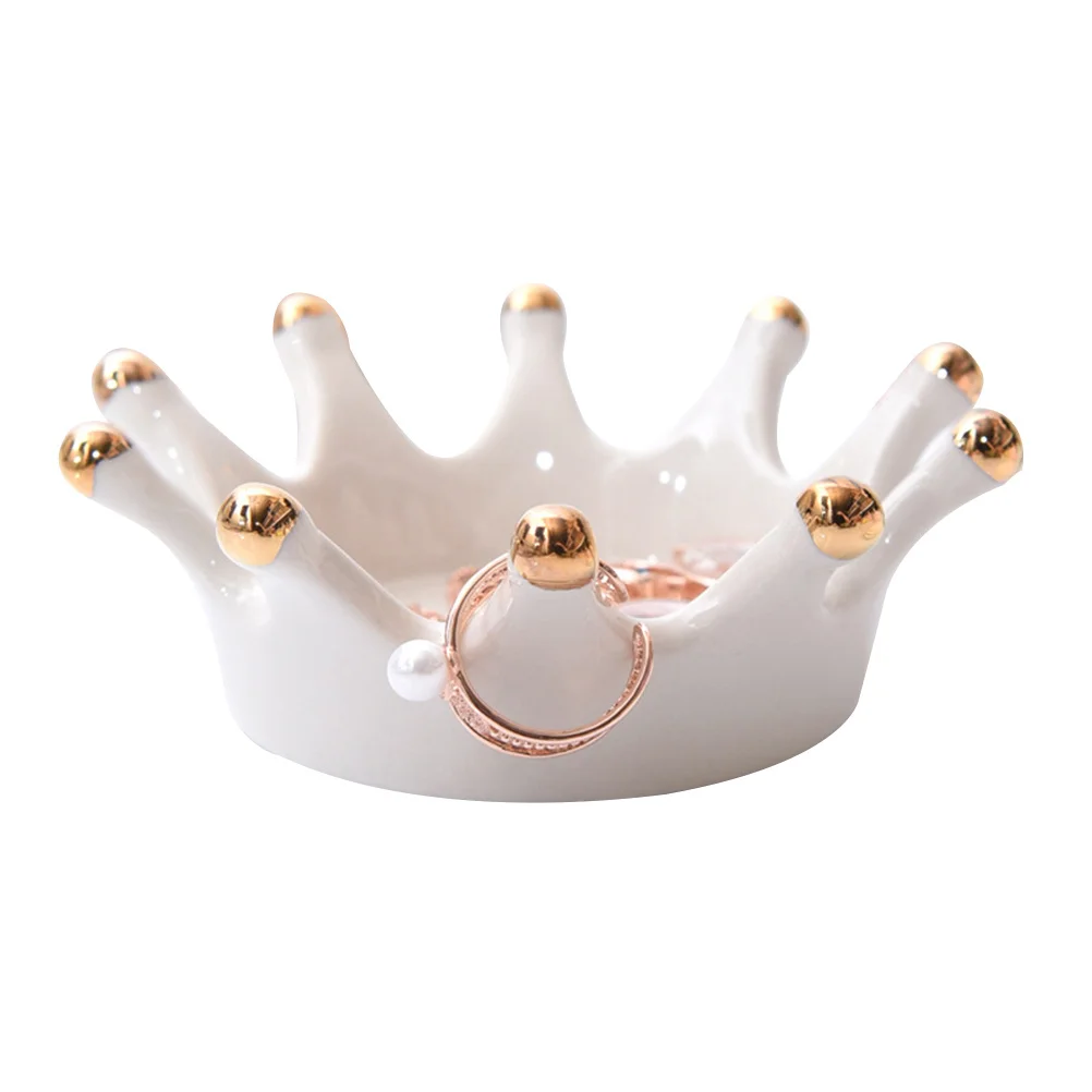 

Ceramic Jewelry Tray White Crown Shape Ring Storage Organizer Display Stand Gift Home Crown Shaped Jewelry Tray