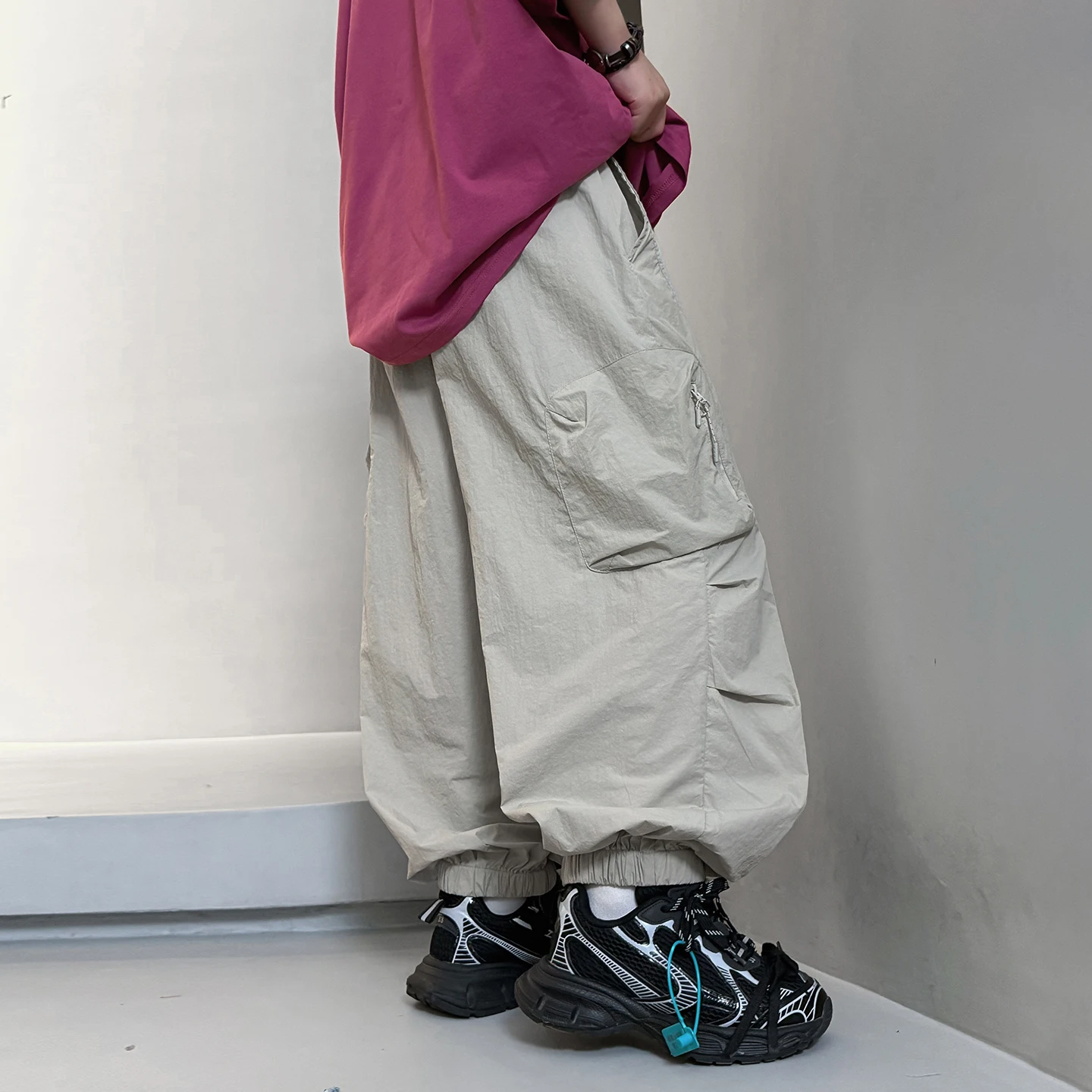 Street Stylel Boy's Loose Hip Hop Mountaineering Pants Spring Summer Casual Harajuku Street Work Gray Cargo Outwear Ages 4-14Y