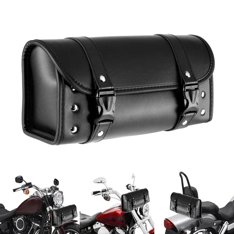 Universal PU Leather Motorcycle Side Saddle Bag Hanging Bag Plastic Quick Release Buckle Tool Bag