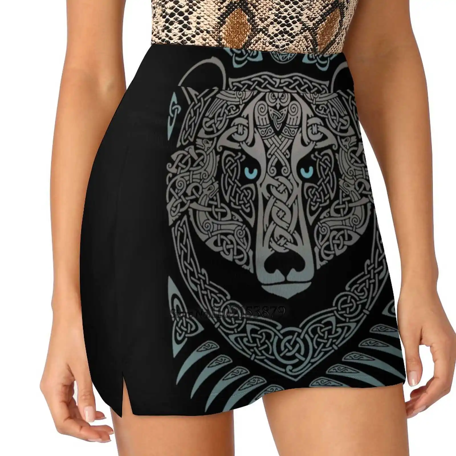 Forest Lord Women Sports Skirt Tennis Golf Dance Fitness Running Yoga Skirts Raidho Tribal Scandinavian Mythology Mystical Bear