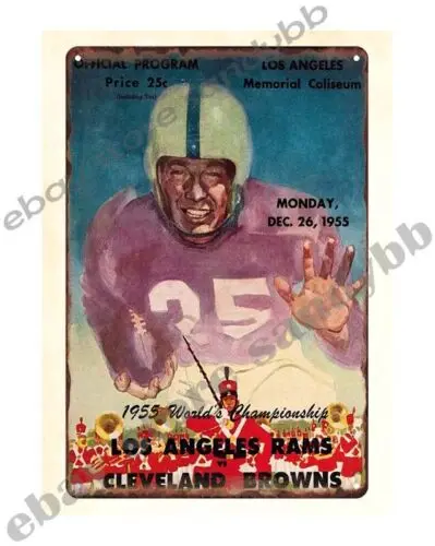 1955 football Championship Program Rams vs  metal tin sign