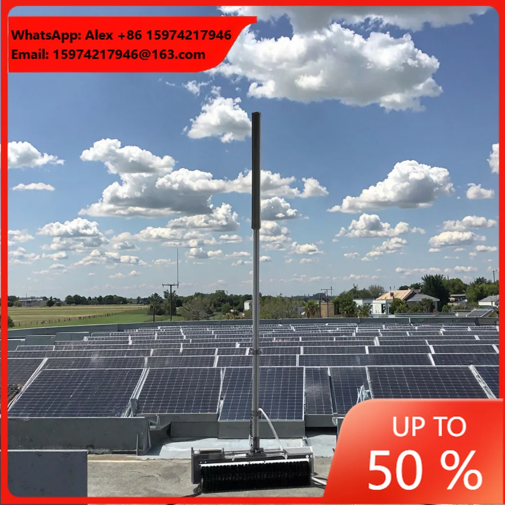 Single Roller Head Solar Panel Cleaning Brush With 3.5m 5.5m 7.5m Telescopic Rod Ready To Ship Panel Cleaning Machine