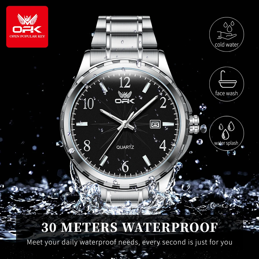 OPK 6031 Watches For Men Original Waterproof  Digital Mirror Quartz  Luminous Stainless Steel Wristwatch  Automatic  Male Watch