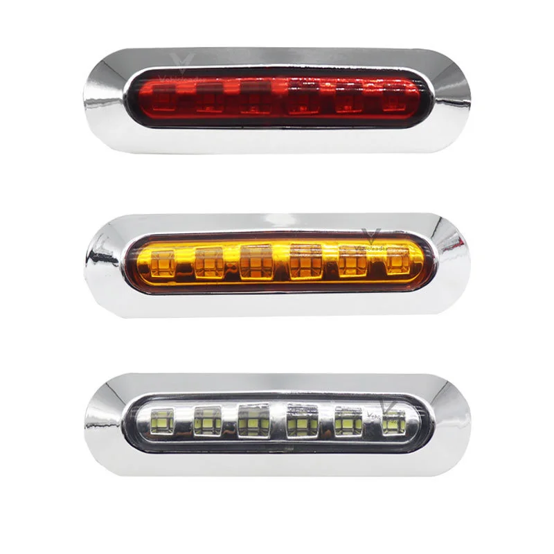 10PCS Truck Side Marker Light Trailer Clearance Lights 12-24V Parking Light Waterproof 6LED Tail Lights Red Amber White