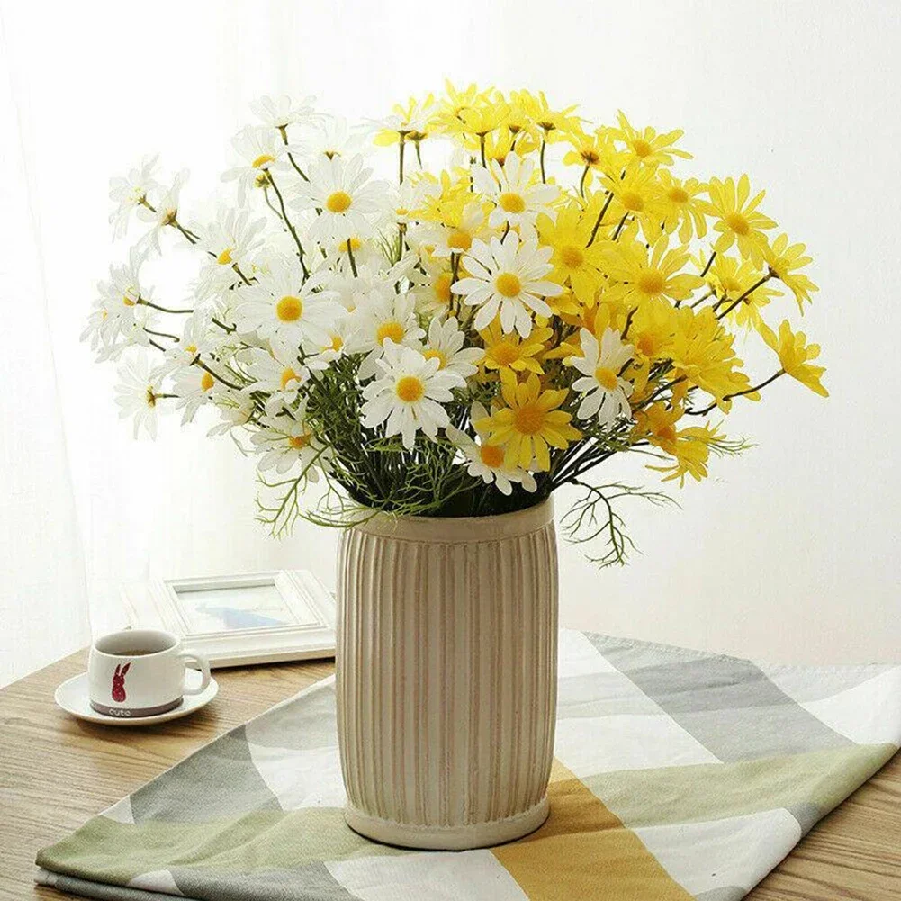 White Daisy Artificial Flowers Silk White Chamomile Fake Flowers Bouquet DIY Home Garden Party Wedding Decorations