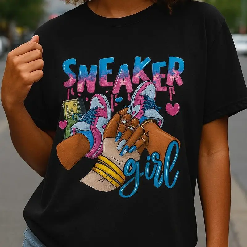 

Sneaker Girl T-shirt for Women Hip Hop Streetwear Aesthetic Graphic Tee Funny Gift for Sneakerhead