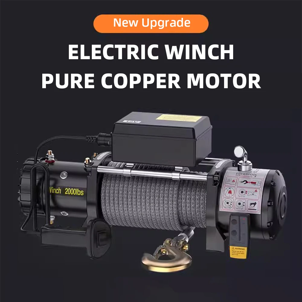 12V/24V Electric Winch Off-road Automotive Self-Help Electric Hoist Winch Extractor Waterproofing Winch Car Mounted Small Crane