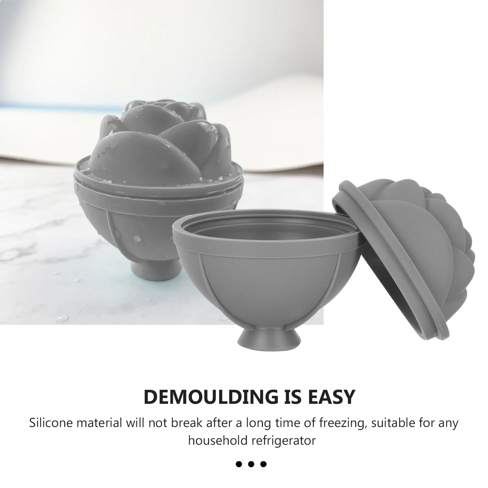 3Pcs Rose Ice Ball Mold Leak-Proof Silicone Flower Shape Decorative Ice Cube Maker for Cocktail Whiskey Chilled Drinks